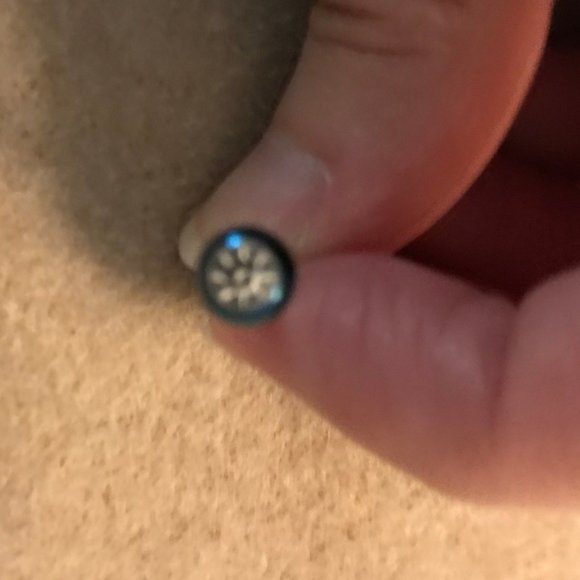 14 Gauge Blue with a Clear Gem Titanium Plated Tongue Ring - Picture 3 of 3